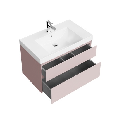 Тумба CUBO подвесная с ящиками 80, мальва матовая Тумба CUBO подвесная с ящиками 80, мальва матовая