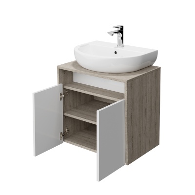 Тумба PRO подвесная 2 дверцы 60, белая глянцевая