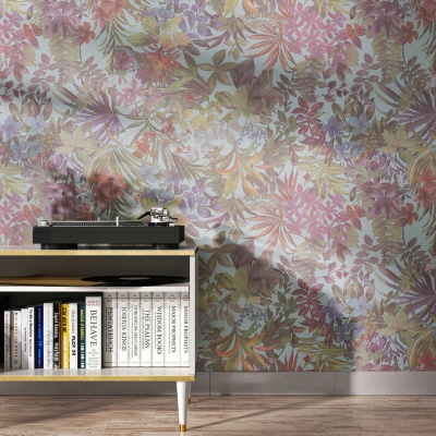 Обои виниловые Джангл мотив, голубой цветной