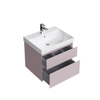 Тумба CUBO подвесная с ящиками 60, мальва матовая Тумба CUBO подвесная с ящиками 60, мальва матовая