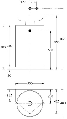 Тумба-модуль CARAVAN под раковину со столешницей без боковин, подвесная 50, push, сливочная матовая Тумба-модуль CARAVAN под раковину со столешницей без боковин, подвесная 50, push, сливочная матовая