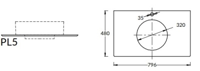 Столешница из керамогранита для накладных раковин, Риальто 80 см, бежевый натуральный