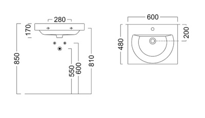 Раковина BUONGIORNO подвесная/мебельная 60, белая глянцевая Раковина BUONGIORNO подвесная/мебельная 60, белая глянцевая