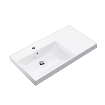 Раковина CUBO левая подвесная/мебельная 90, белая глянцевая Раковина CUBO левая подвесная/мебельная 90, белая глянцевая