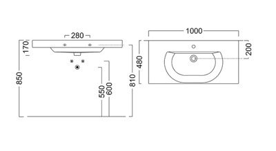 Раковина BUONGIORNO подвесная/мебельная 100, белая глянцевая Раковина BUONGIORNO подвесная/мебельная 100, белая глянцевая