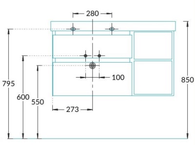 Тумба CUBO левая подвесная с ящиками 90, лимо матовая- структ.орех Тумба CUBO левая подвесная с ящиками 90, лимо матовая- структ.орех