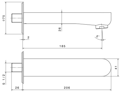 Настенный излив OLE, матовый черный