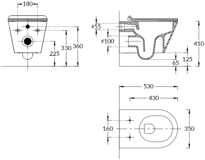 Унитаз PLAZA Modern подвесной безободковый, белый глянцевый Унитаз PLAZA Modern подвесной безободковый, белый глянцевый
