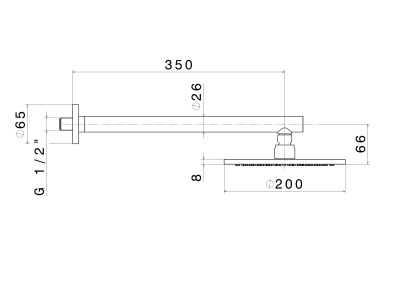 Душевая лейка OLE «тропический дождь» с кронштейном, матовый черный