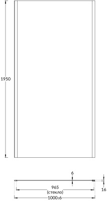 Душевая боковая панель VETRO, 100х195, матовый черный