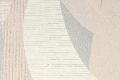 Обои виниловые на флизелиновой основе Шафран мотив, бежевый серый, листья