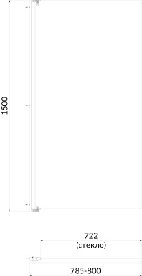 Шторка на ванну VETRO, распашная 80х150, матовый черный