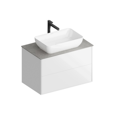 Тумба PLAZA Modern подвесная с ящиками 80, белая глянцевая