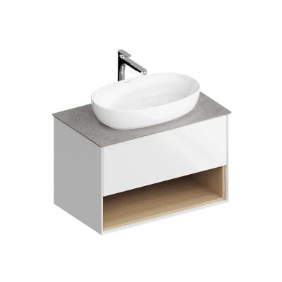 Тумба PLAZA Modern подвесная 80 белый 1 ящик + полка Тумба PLAZA Modern подвесная 80 белый 1 ящик + полка