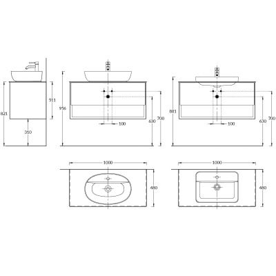 Тумба PLAZA Modern подвесная с ящиком и полкой 100, дуб Орегон Тумба PLAZA Modern подвесная с ящиком и полкой 100, дуб Орегон