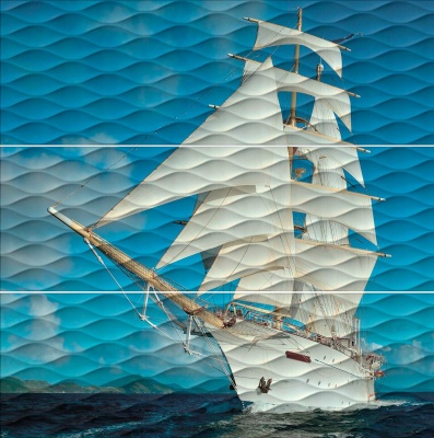 Панно Майори Корабль глянцевый (из 3 ч. разм. 90x90) 90x90x1,25