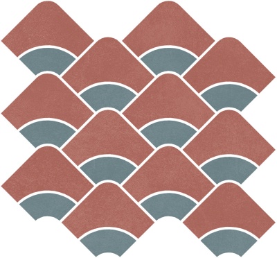 Декор Таделакт наборный красный, бирюзовый матовый обрезной 30x28x0,9 Декор Таделакт наборный красный, бирюзовый матовый обрезной 30x28x0,9