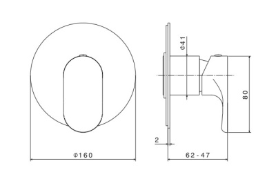 Встроенный однорычажный смеситель OLE для душа на один поток, хром