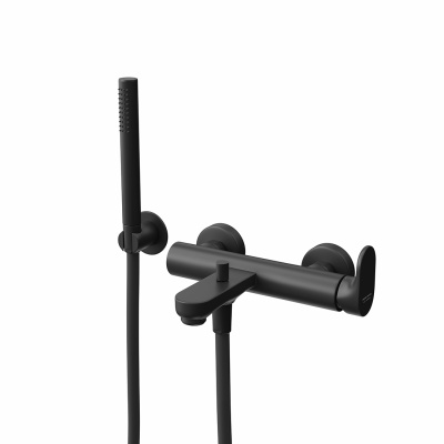 Ручной душ OLE с держателем для лейки и шлангом, без вывода для подачи воды, матовый черный Ручной душ OLE с держателем для лейки и шлангом, без вывода для подачи воды, матовый черный