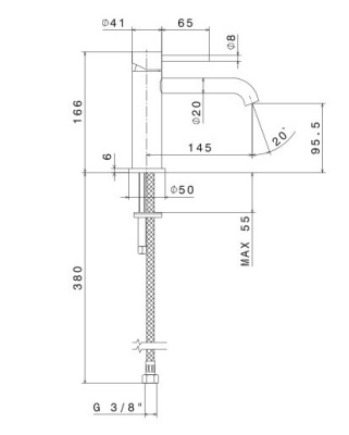 Смеситель для раковины ETERNA без донного клапана, брашированная медь