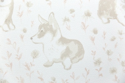 Обои виниловые на флизелиновой основе Уик-энд мотив, бежевый корги Обои виниловые на флизелиновой основе Уик-энд мотив, бежевый корги