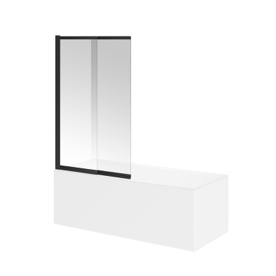 Шторка на ванну VETRO, раздвижная/распашная, 100х150, матовый черный