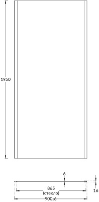 Душевая боковая панель VETRO, 90х195, хром