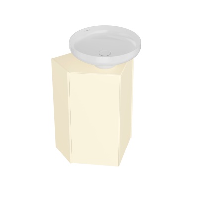 Тумба-модуль CARAVAN под раковину со столешницей без боковин, подвесная 50, push, сливочная матовая