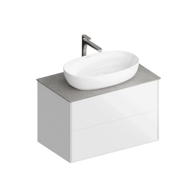 Тумба PLAZA Modern подвесная с ящиками 80, белая глянцевая Тумба PLAZA Modern подвесная с ящиками 80, белая глянцевая