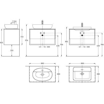 Тумба PLAZA Modern подвесная с ящиком и полкой 80, дуб Виченца