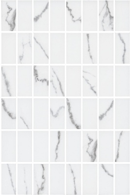 Декор Мираколи мозаичный белый глянцевый 20х30x0,69 из 48 частей 2,3х4,8