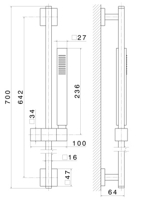 Душевая стойка FUTURA без выхода для подачи воды, матовый черный Душевая стойка FUTURA без выхода для подачи воды, матовый черный