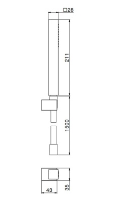 Ручной душ FUTURA с держателем для лейки и шлангом, без выхода для подачи воды, хром