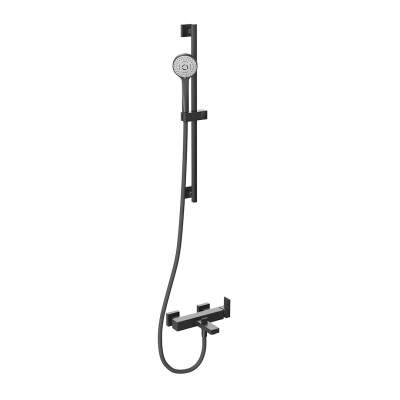 Душевая стойка FUTURA c ручной круглой лейкой и шлангом, без выхода для подачи воды, матовый черный