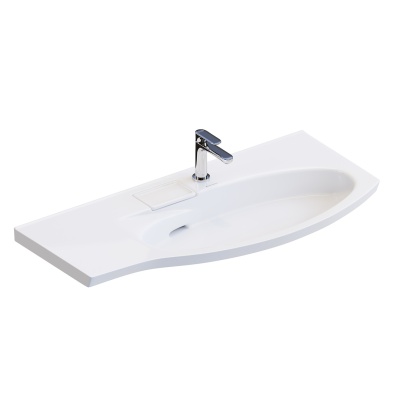 Раковина RIVA мебельная правая с крепежом 100, белая глянцевая Раковина RIVA мебельная правая с крепежом 100, белая глянцевая