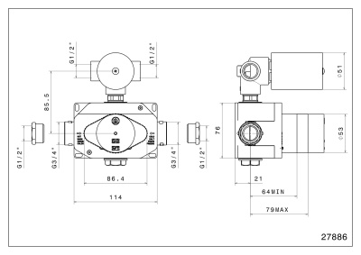 Универсальная внутренняя часть для термостатического смесителя на два потока для душа Универсальная внутренняя часть для термостатического смесителя на два потока для душа
