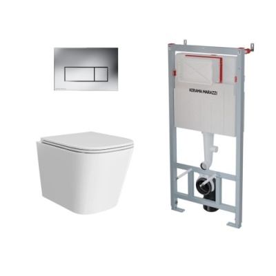Комплект с подвесным унитазом CUBO и кнопкой управления хром-глянец Комплект с подвесным унитазом CUBO и кнопкой управления хром-глянец