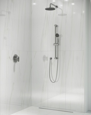 Комплект для душа PIANO на 2 потока с встраиваемым механическим смесителем, верхней лейкой и ручным душем, хром Комплект для душа PIANO на 2 потока с встраиваемым механическим смесителем, верхней лейкой и ручным душем, хром