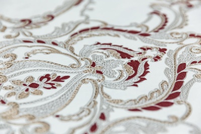 Обои виниловые на флизелиновой основе Ориент мотив, белый красный Обои виниловые на флизелиновой основе Ориент мотив, белый красный